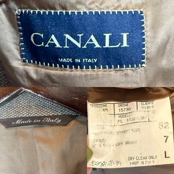 Canali Men's Wool Silk Blend Tweed Brown Blazer Made in Italy size 44L - Picture 6 of 10